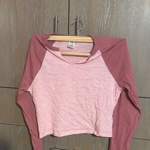 PINK Victoria's Secret Two-Tone Long Sleeve Tee